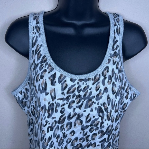 SMALL LIVE LOVE LOUNGE LEOPARD PRINT TANK GREY WHITE ANIMAL PRINT - Picture 5 of 12